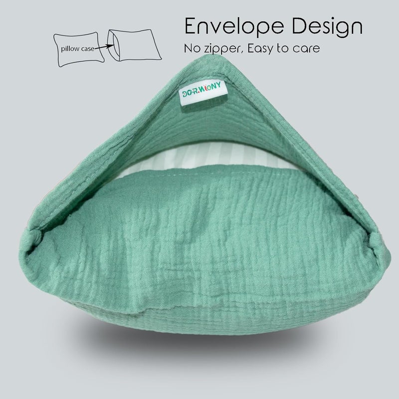 Dormlony Organic Cotton Muslin Mini Pillowcases with Envelope Design,2 Pack Ultra Breathable Kids Toddler Pillowcases for Boys and Girls- 13 x 18 inches (Turquoise) - Image 3